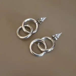 Boucle d'oreille acier garanti inoxydable double anneaux