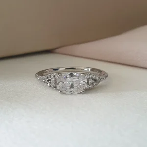 Bague Argent Rhodié Garanti solitaire pierre ovale soldeargent - 40%