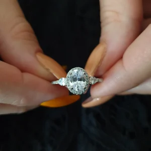 Bague  Argent Rhodié garanti ovale 2 amandes