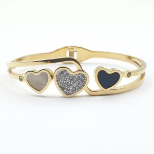 Bracelet acier garanti inoxydable triple cœurs