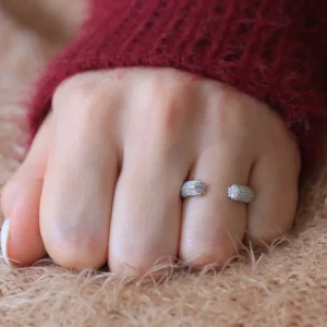 Bague  Argent Rhodié garanti anneau ouvert soldeargent - 40%