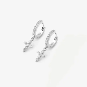 Boucles d'oreilles Croix Argent
