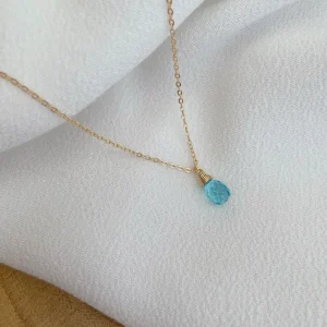 collier chaîne & goutte topaz- plaqué or