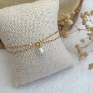 bracelet double & perles de culture - plaqué or