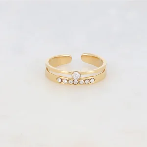BAGUE 2 RANGS AVEC 8 STRASS