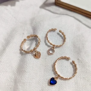 Bague pampille coeur strass