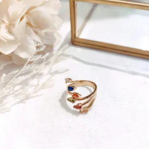 Bague Griffe strass multi