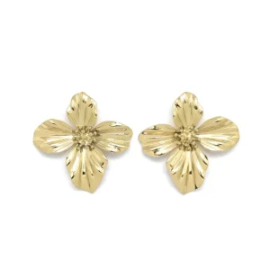 Boucles d'oreilles grands fleurs doré