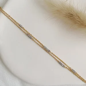 bracelet double rangs labradorite - plaqué or