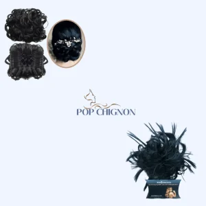 Assortiment Postiches Chignons Mariage Noir - Set Coiffure Mariée Élégante