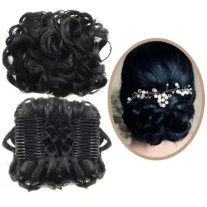 Postiche Chignon Bouclé Cheveux Noir