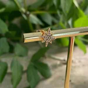 Puce d'oreille Flocon strass - gold filed - vendue à l'unité