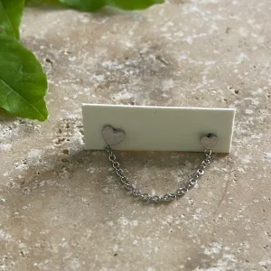 Bijou d'oreille double coeurs Argent