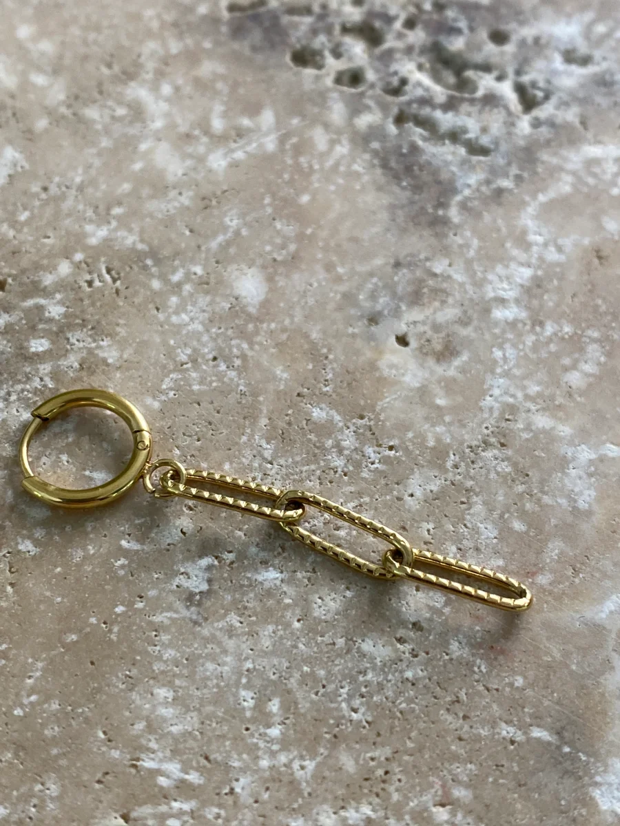 Mini créole chaîne martelée, acier inoxydable, vendue à l'unité – Image 3