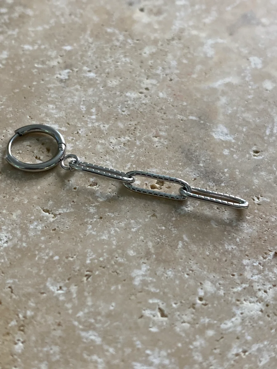 Mini créole chaîne martelée, acier inoxydable, vendue à l'unité – Image 5