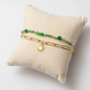 Gourmette en acier au design moderne à deux rangs de chaîne