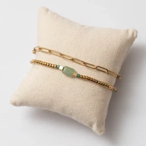 Gourmette en acier au design moderne à deux rangs de chaîne