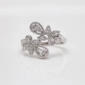 Bague  Argent Rhodié garanti double tiges en amandes soldeargent - 40%