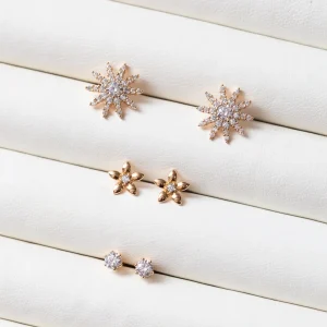 3 Paires de Boucles d'Oreilles, Plaqué Or Xuping en Fleur – Chic et Accessibles